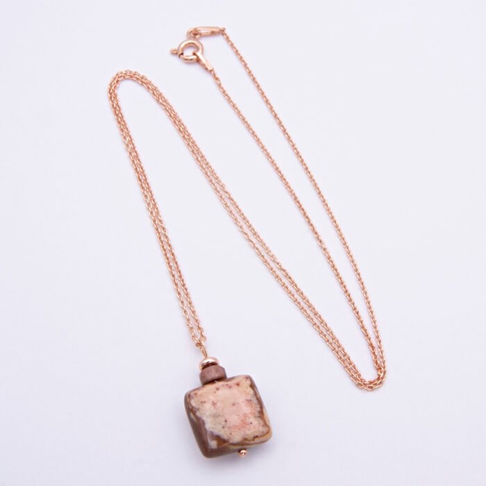 Zebra Jasper and Rhodonite Rose Gold Pendant Necklace