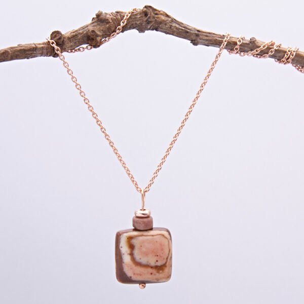 Zebra Jasper and Rhodonite Rose Gold Pendant Necklace