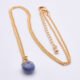 Blue Jasper Cabochon Gold Plated Pendant Necklace