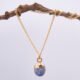 Blue Jasper Cabochon Gold Plated Pendant Necklace