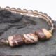 Zebra Jasper and Smoky Quartz Bracelet with Gold Filled Magnetic Clasp close up of Zebra Jasper stones on dark grey stone