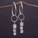 Rainbow Moonstone Trio Sterling Silver Hinged Hoop Earrings Rainbow Moonstone Trio Sterling Silver Hinged Hoop Earrings