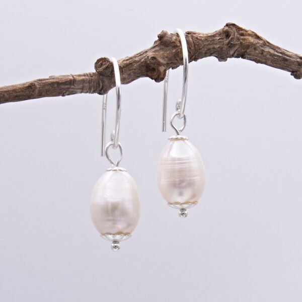 Rustic Freshwater Pearl Drop Sterling Silver Earrings