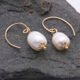 Rustic Freshwater Pearl Drop Earrings in Gold