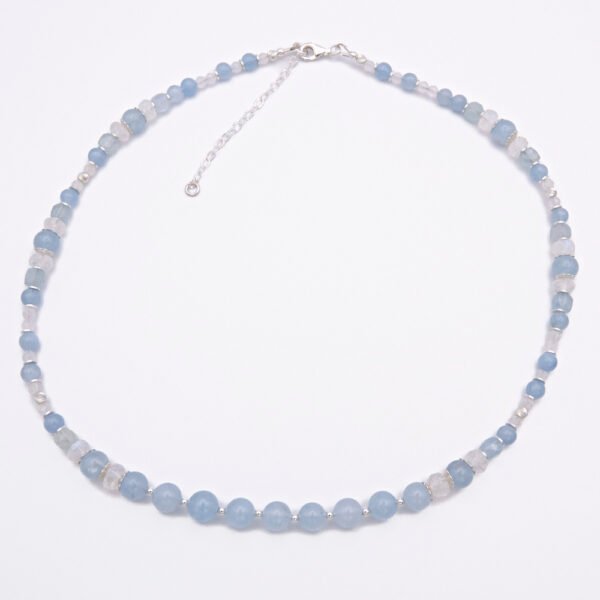 Aquamarine and Rainbow Moonstone Necklace
