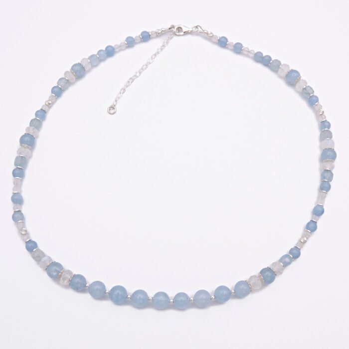 Aquamarine and Rainbow Moonstone Necklace