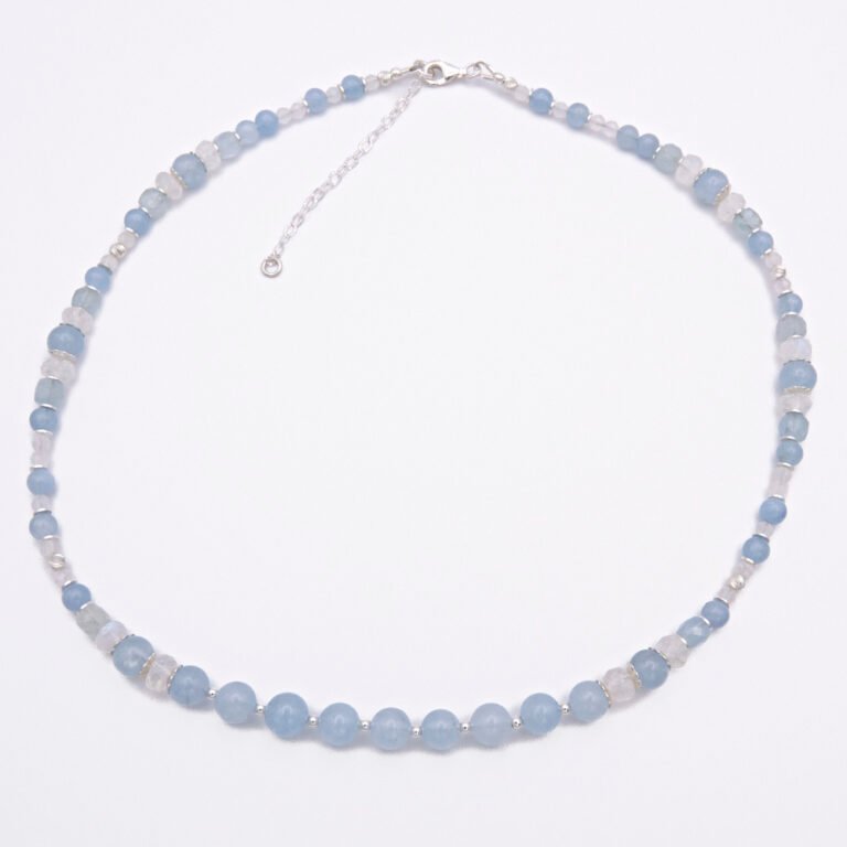 Aquamarine and Rainbow Moonstone Necklace