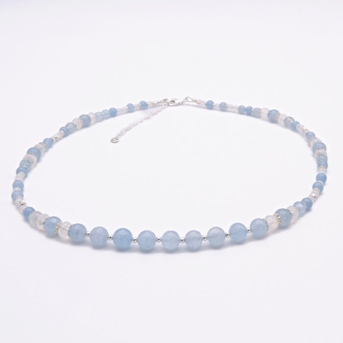 Aquamarine and Rainbow Moonstone Necklace