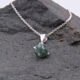 Green Spot Jasper Bead Pendant Necklace close up different angle laid on grey stone