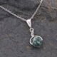 Green Spot Jasper Bead Pendant Necklace Close Up on stone