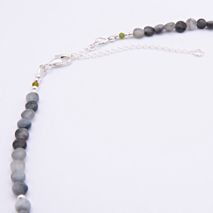 Hawk's Eye Quartz Sterling Silver Necklace Close Up