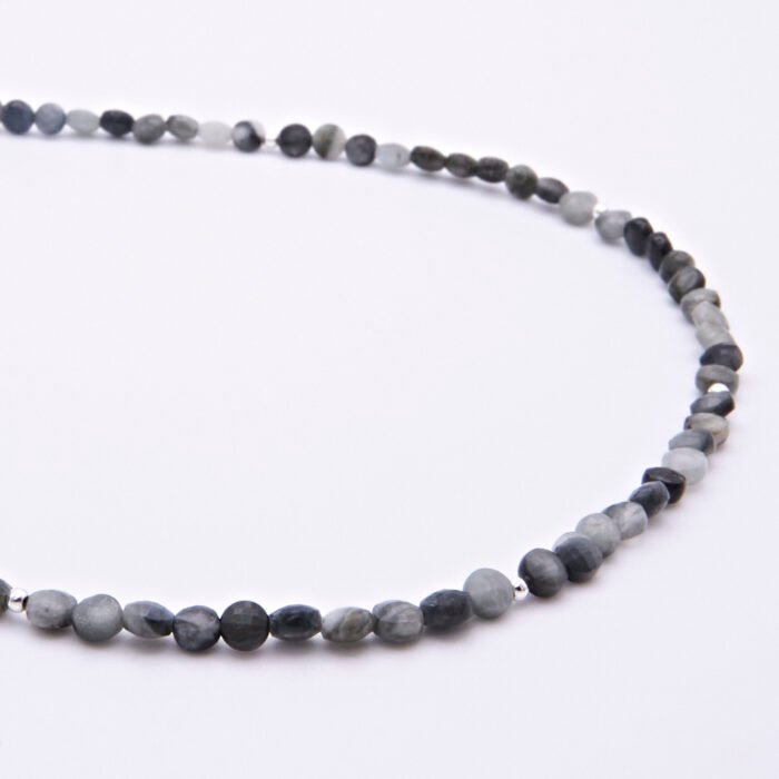 Hawk's Eye Quartz Sterling Silver Necklace Close Up