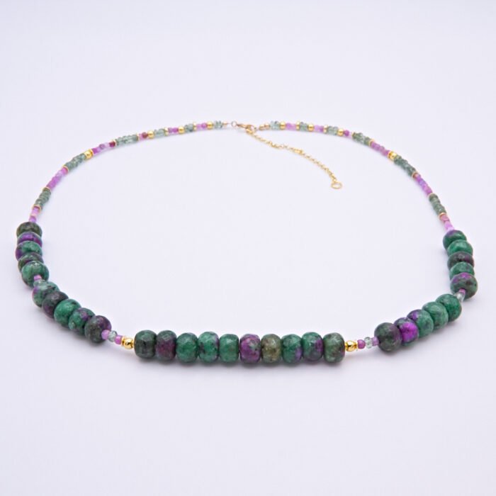 Ruby, Green Apatite and Ruby Zoisite Necklace
