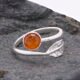 Carnelian and Leaf Adjustable Sterling Silver Ring