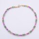 Ruby and Green Apatite Bracelet top down view on flat white surface