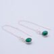 Emerald Sterling Silver Threader Earrings shown on white background with focus on sides of stones to reveal more of the bezel settings