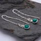 Emerald Sterling Silver Threader Earrings shown on grey stone