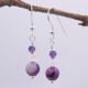 Purple Banded Agate, Rainbow Moonstone and Amethyst Sterling Silver Drop Earrings Purple Banded Agate, Rainbow Moonstone and Amethyst Sterling Silver Drop Earrings shown hanging from twig