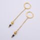 Black Spinel, Pyrite and Gold Vermeil Hinged Earhoop Dangles Black Spinel, Pyrite and Gold Vermeil Hinged Earhoop Dangles shown viewed from above, laid flat on a white surface