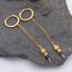 Black Spinel, Pyrite and Gold Vermeil Hinged Earhoop Dangles Black Spinel, Pyrite and Gold Vermeil Hinged Earhoop Dangles shown laid flat on dark grey stone
