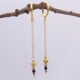 Black Spinel, Pyrite and Gold Vermeil Hinged Earhoop Dangles Black Spinel, Pyrite and Gold Vermeil Hinged Earhoop Dangles shown hanging from twig