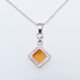 Carnelian Square Cabochon Sterling Silver Pendant Necklace close up showing reverse of bezel setting