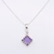 Amethyst Square Cabochon Sterling Silver Pendant Necklace close up
