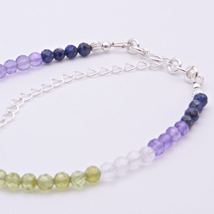 Cocktail Mixed Gemstone Sterling Silver Bracelet, close up of clasp