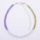 Genderqueer Flag Colours Amethyst, Crystal Quartz and Peridot Gemstone Bracelet with Sterling Silver clasp and extender chain, shown viewed from above on plain white background