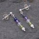 Lapis, Amethyst, Crystal Quartz and Peridot Gemstone Dangle Sterling Silver Stud Earrings shown laid flat on dark grey stone