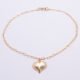 Gold Filled Heart Chain Bracelet with Gold Heart Charm, shown laid flat on plain white background, with closer shot of heart charm