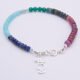 Mixed Gemstone Bracelet with Sterling Silver Cocktail Charm, shown on white background with charm and clasp to the front