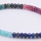 Mixed Gemstone Bracelet with Sterling Silver Cocktail Charm, image shows close up of sapphires, rubies and emeralds