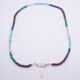 Mixed Gemstone Necklace with Sterling Silver Charm Clasp and Cocktail Charm, shown from above laid flat on plain white background