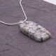 Edinburgh Royal Mile Cobblestone Pendant on Sterling Silver Snake Chain, image shows close-up side view of cobblestone pendant