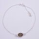 Smoky Quartz Oval Bezel-set Gemstone Sterling Silver Bracelet, shown from above on white background