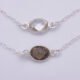 Crystal Quartz or Smoky Quartz Bezel-set Gemstone Sterling Silver Bracelet, image shows close-up of both stones on plain white background