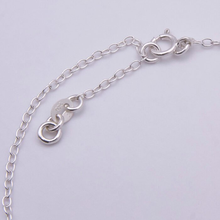 Crystal Quartz or Smoky Quartz Oval Bezel-set Gemstone Sterling Silver Bracelet, image shows close-up of clasp, on plain white background