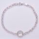 Crystal Quartz Chunky Belcher Chain Sterling Silver Bracelet, shown viewed from above on plain white background, with stone at the bottom and clasp at the top
