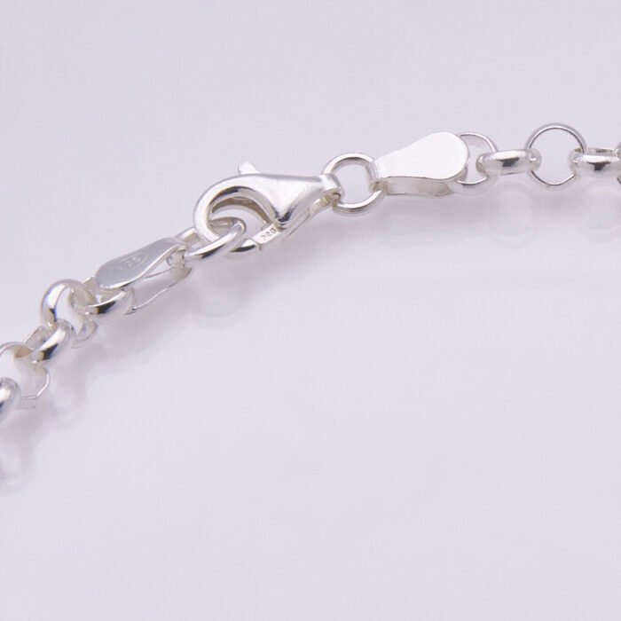 Crystal Quartz Chunky Belcher Chain Sterling Silver Bracelet, image shows close-up of clasp on plain white background