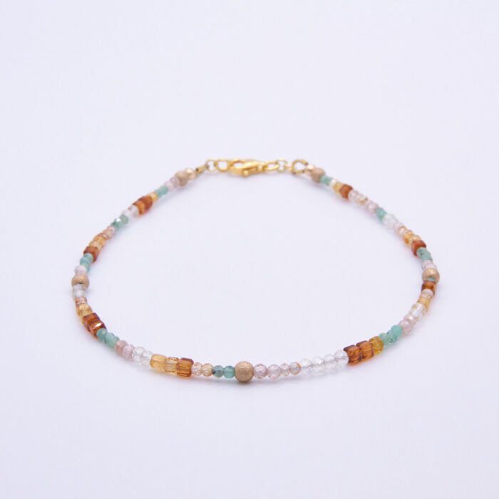 Autumn Colours Mixed Gemstone Gold Vermeil Bracelet, shown on plain white background