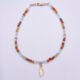 Mixed Metals Gemstone Bracelet with Gold Leaf Charm, shown from above on plain white background