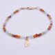 Mixed Metals Gemstone Bracelet with Gold Leaf Charm, image shows bracelet viewed from the front, on plain white background