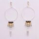 Mixed Metals Leaf Charm Gemstone Hoop Earrings, shown hanging on plain white display card