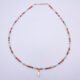 Mixed Metals Gemstone Necklace with Gold Leaf Charm, image shows necklace viewed from above on plain white background