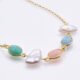 Mixed Bezel-set Pastel Gemstone and Freshwater Pearl Bracelet Mixed Bezel-set Pastel Gemstone and Freshwater Pearl Bracelet, image shows close-up of stones and pearls on plain white background