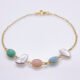 Mixed Bezel-set Pastel Gemstone and Freshwater Pearl Bracelet Mixed Bezel-set Pastel Gemstone and Freshwater Pearl Bracelet, shown on plain white background