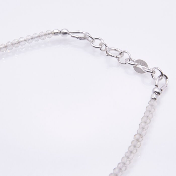 Lemon Quartz Sterling Silver Bracelet, image shows close-up of clasp and part of gemstone strand on plain white background