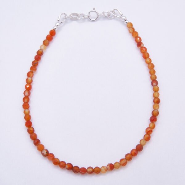 Carnelian and Sterling Silver Bracelet, shown from above on plain white background