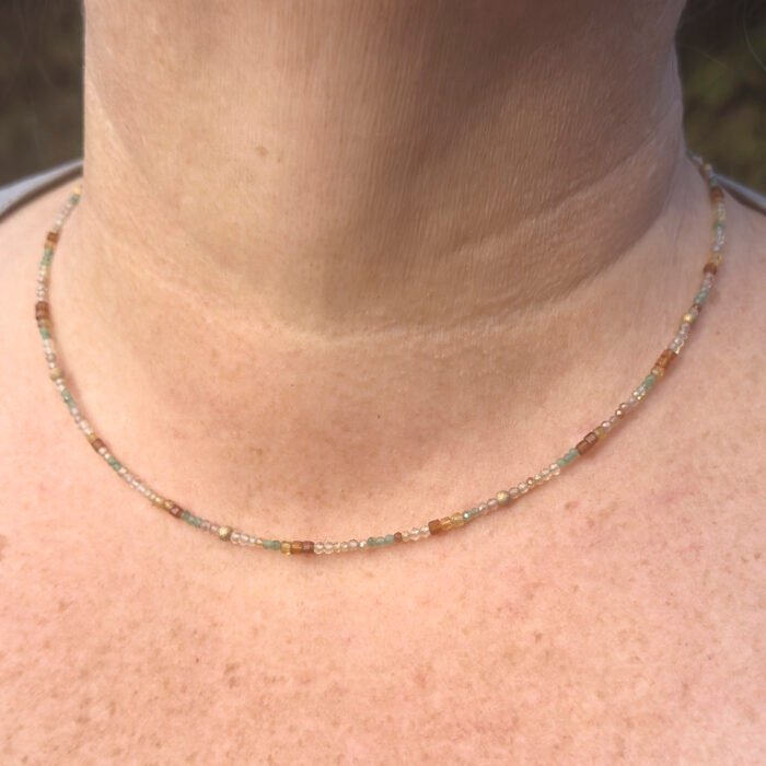 Mixed Gemstone Gold Vermeil Necklace, shown worn by model